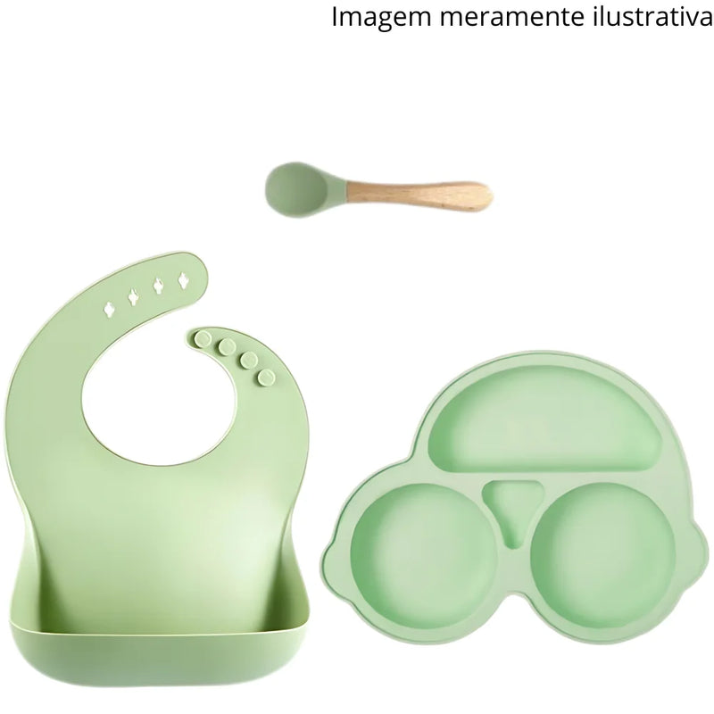 Kit Babador de Silicone + Praco com 3 Divisórias