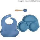 Kit Babador de Silicone - Prato com 3 Divisórias - Colher