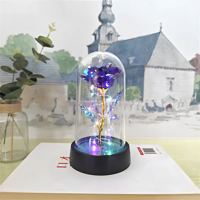 Rosa Eterna - Cúpula Transparente com LED